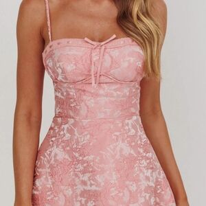 Angel Biba Kyrah Floral Lace-Up Back Mini Dress Pink (Australia) - Size M